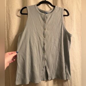 Old Navy Sleeveless Ribbed Button-Down Shirt - Gray
